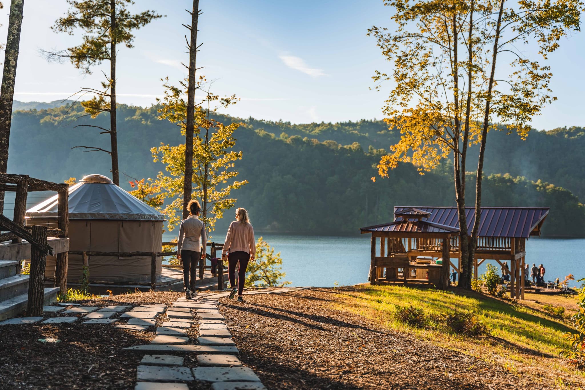 Golden hour at Jocassee Point pavilion
